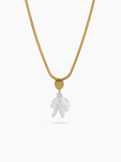 Rachel Shell Solitaire 18K Gold Plated Women's Chain Pendant Necklace