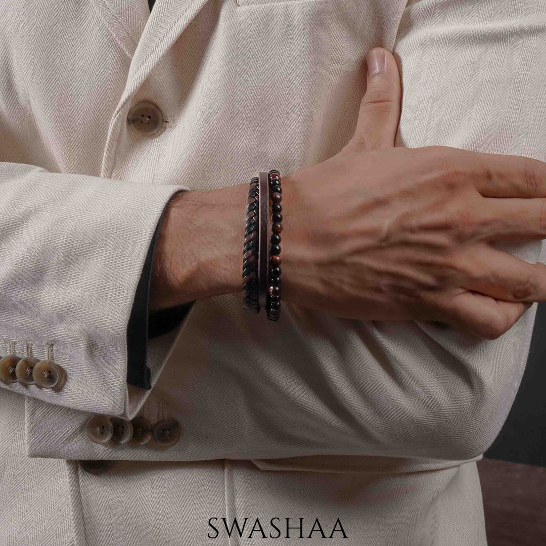 Ragnar Men's Leather Bracelet - Swashaa