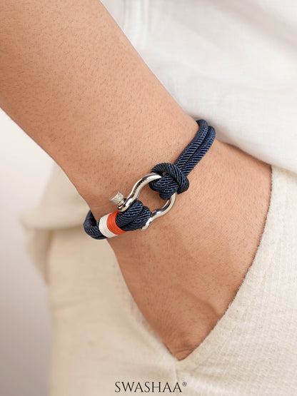 Mael Dual Nany Blue Twisted Men's Rope Bracelet