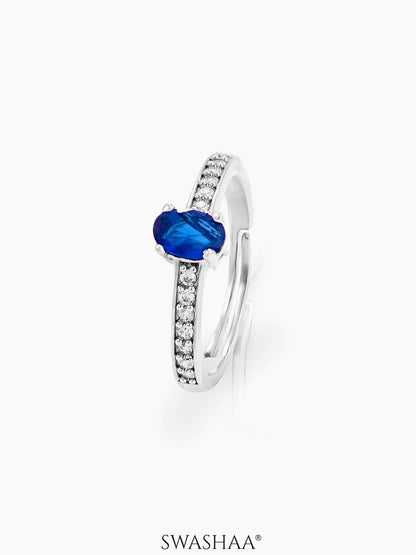 Rahi Blue Oval Gemstone Solitaire Ring