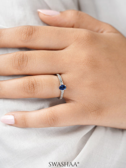 Rahi Blue Oval Gemstone Solitaire Ring