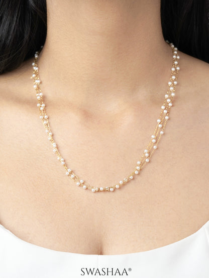 Rain Pearl Layered 18K Gold Plated Chain Necklace