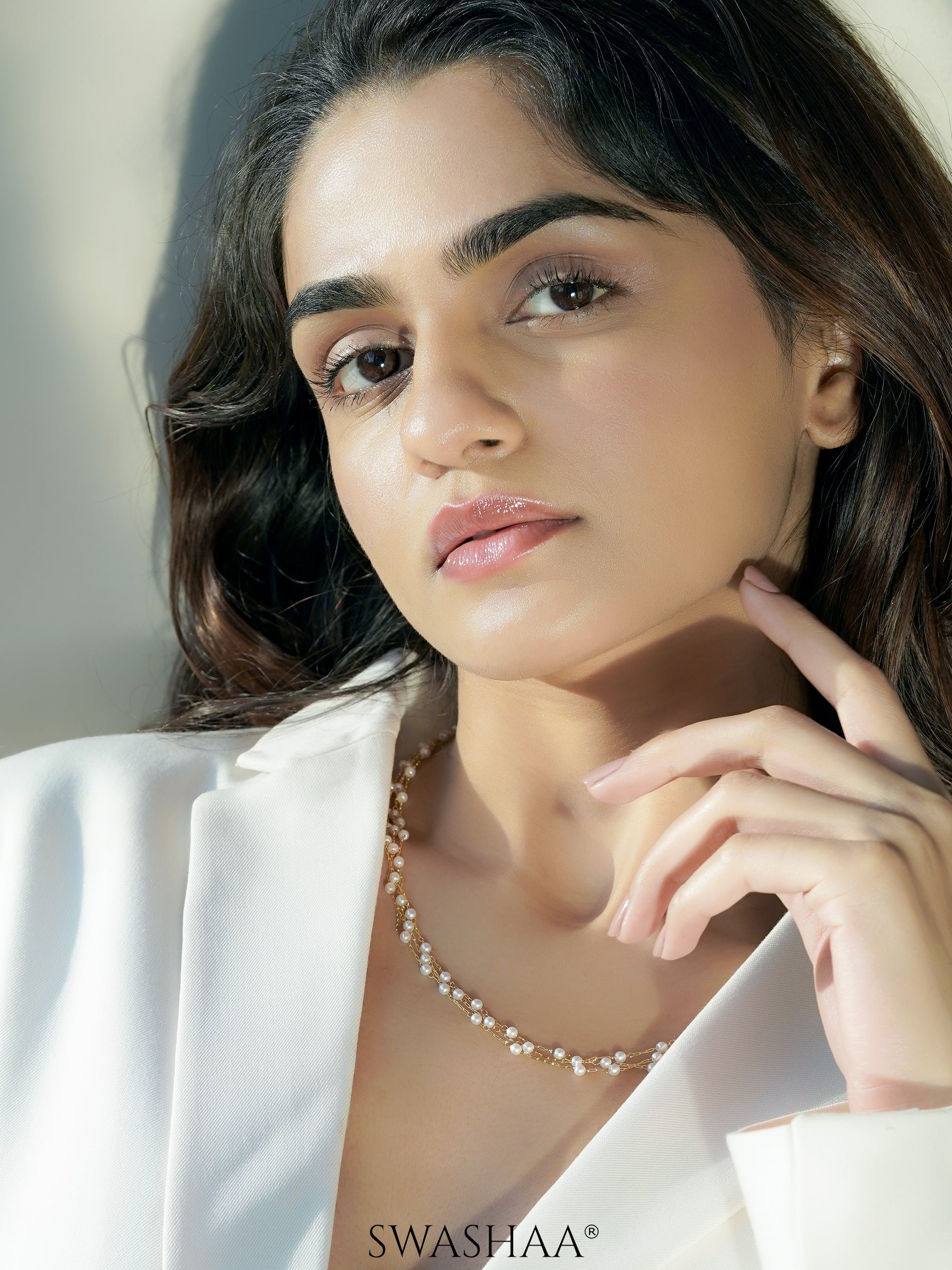 Rain Pearl Layered 18K Gold Plated Chain Necklace