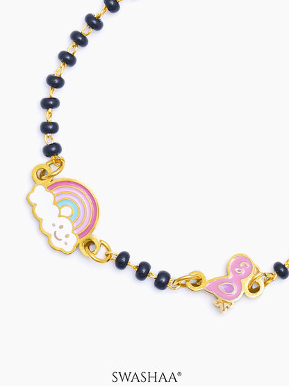 Rainbow Cloud Charm 18K Gold Plated Kid's Loose Bracelet