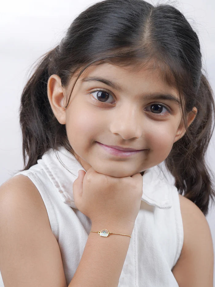 Rainbow Cloud Charm 18K Gold Plated Kid's Loose Bracelet
