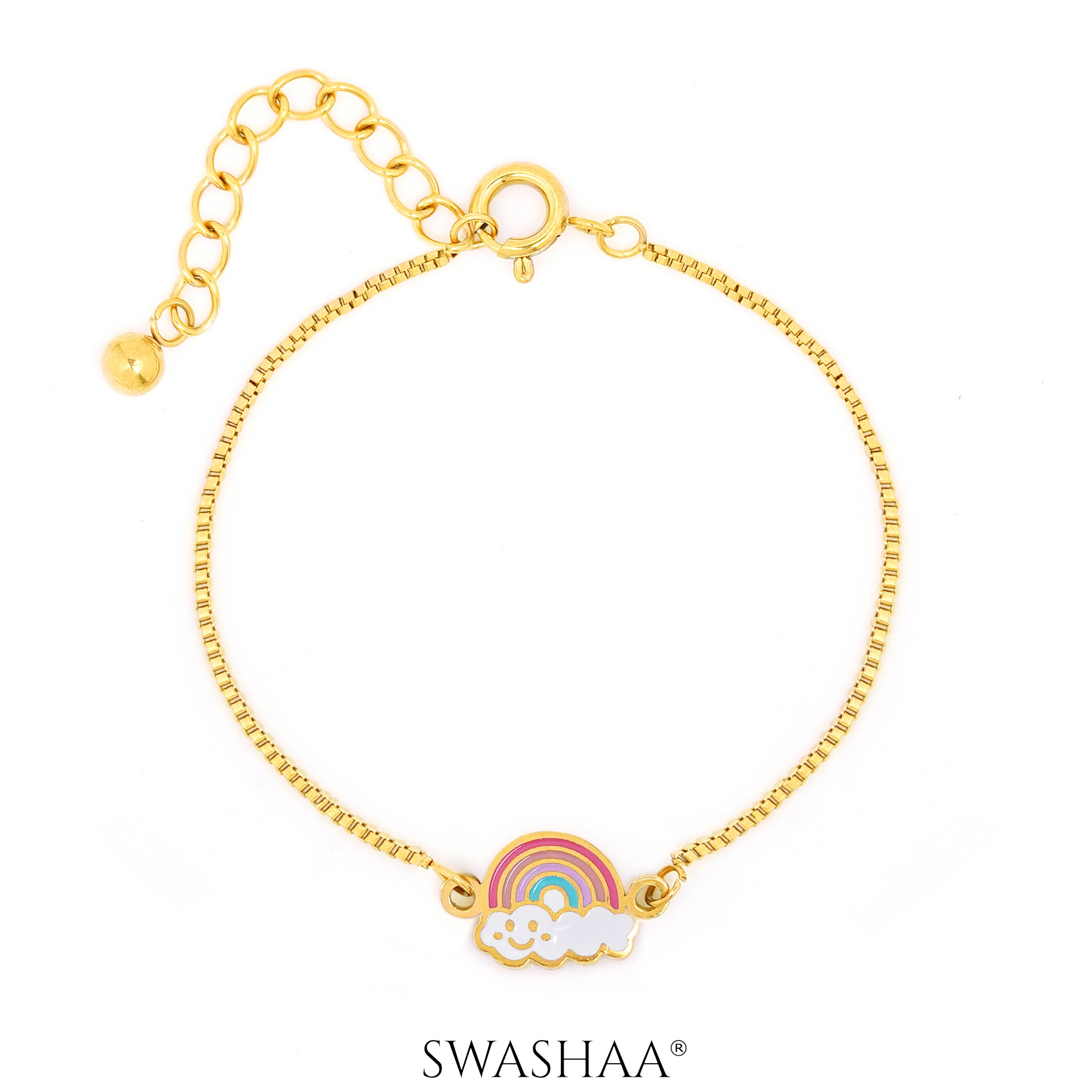 Rainbow Cloud 18K Gold Plated Kid's Bracelet