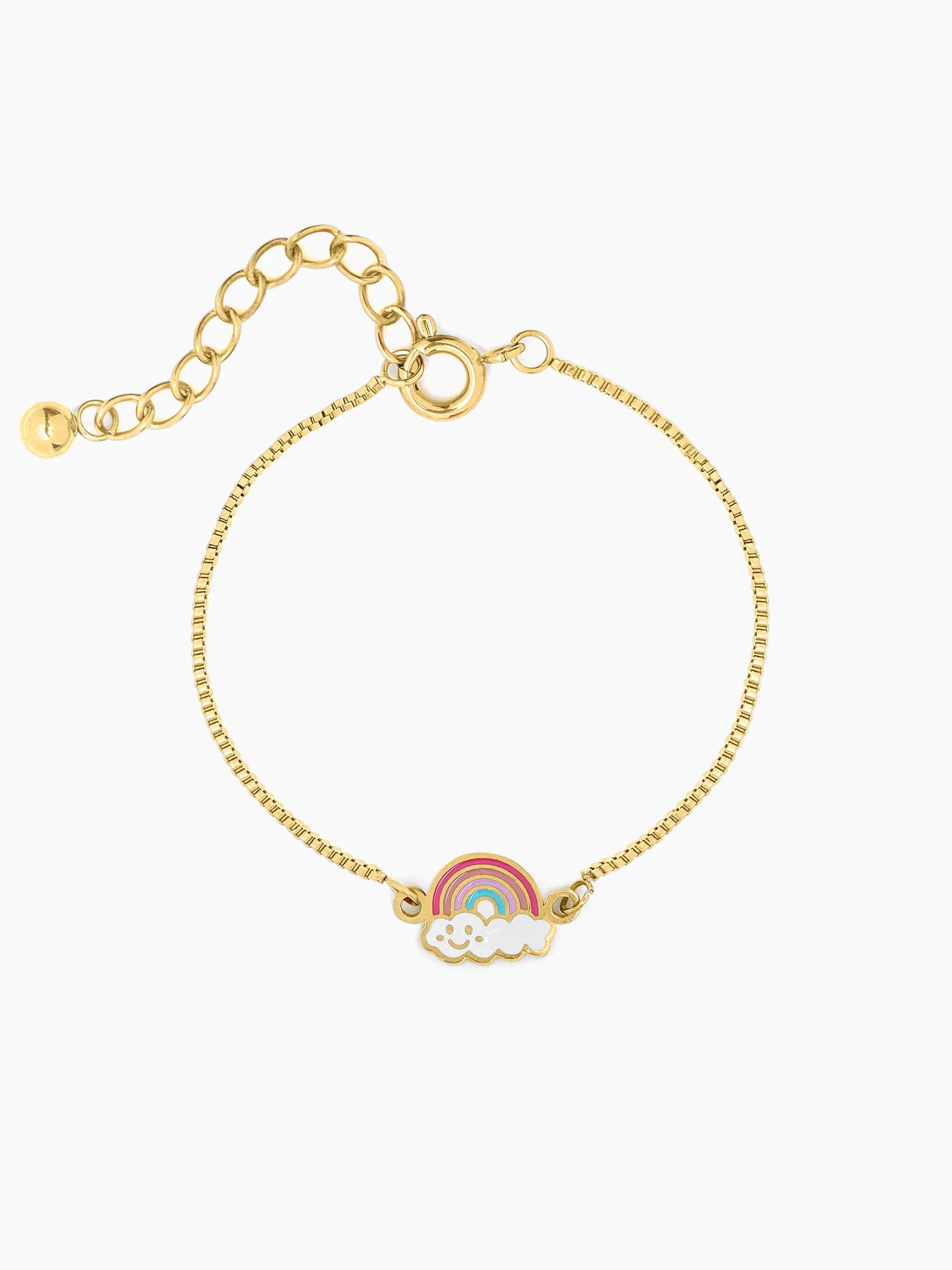 Rainbow Cloud Charm 18K Gold Plated Kid's Loose Bracelet