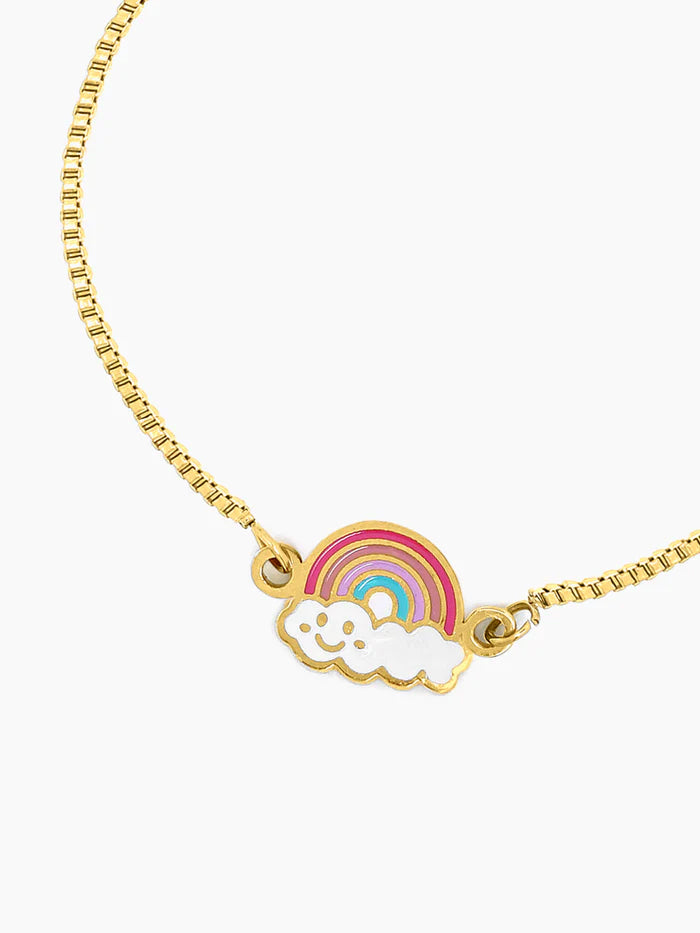 Rainbow Cloud Charm 18K Gold Plated Kid's Loose Bracelet