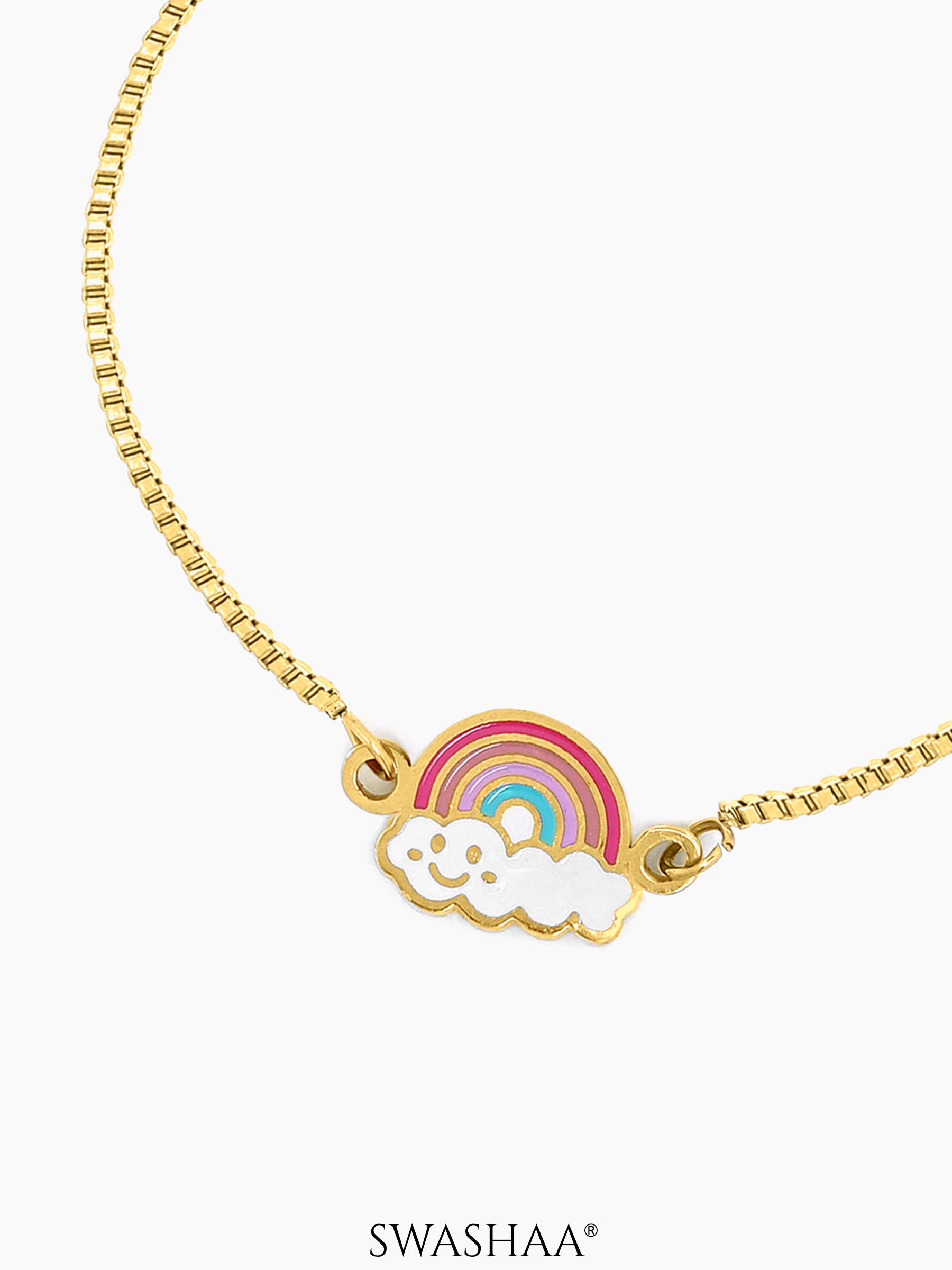 Rainbow Cloud Charm 18K Gold Plated Kid's Loose Bracelet