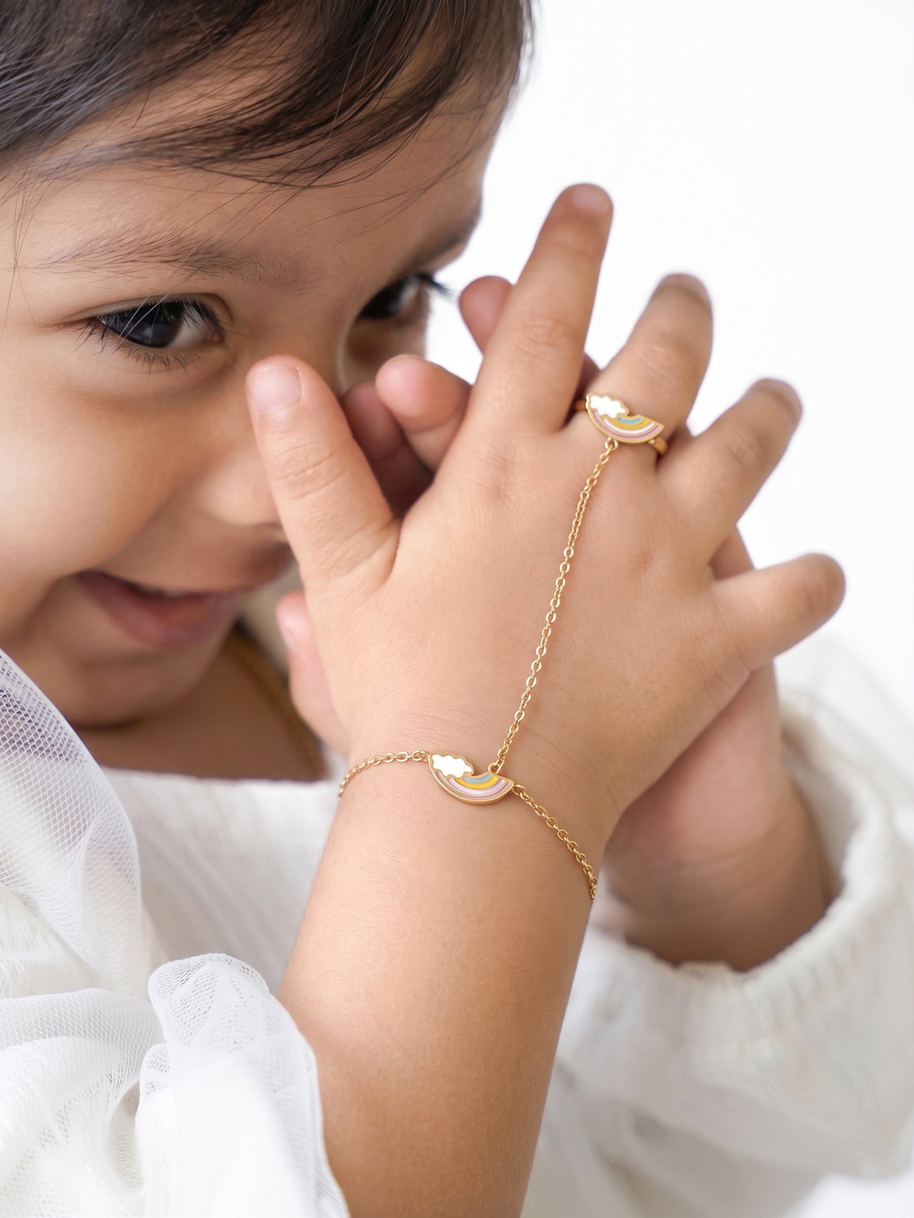 Rainbow Joy 18K Gold Plated Kid's Ring Bracelet