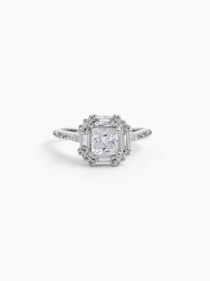 Raine Square Silver Diamond Solitaire Women's Ring