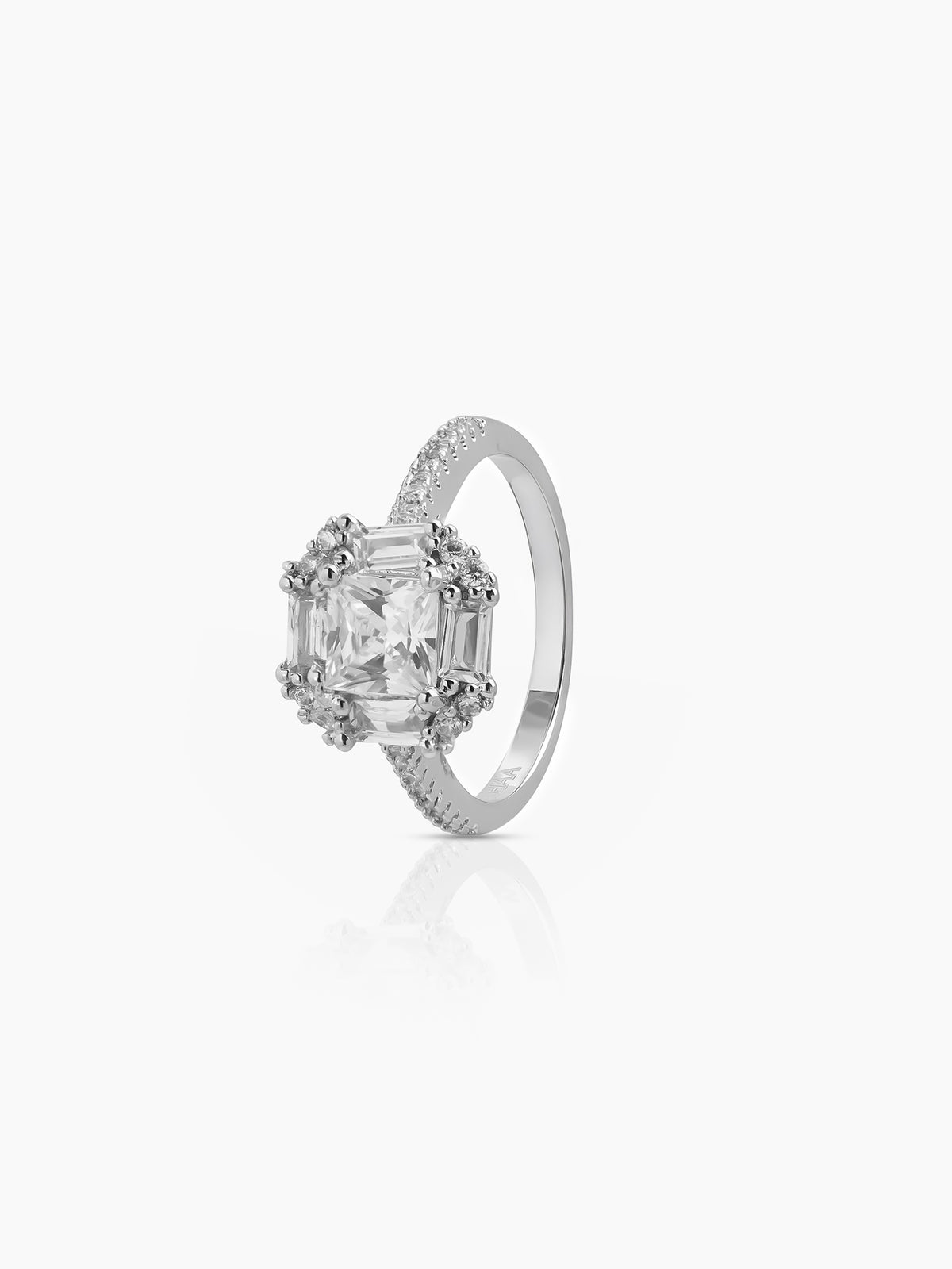Raine Square Silver Diamond Solitaire Women's Ring