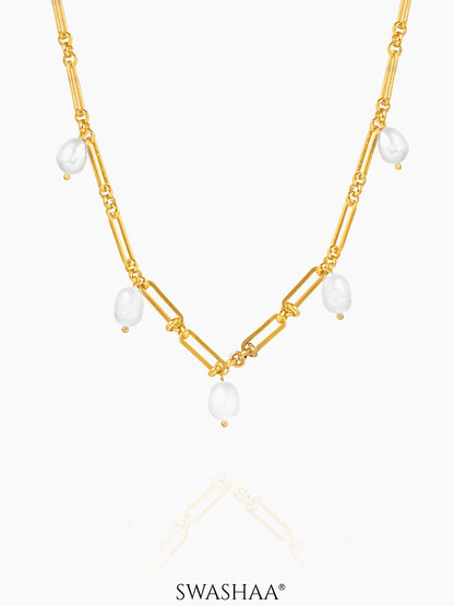 Ramya Pearl Charms 18K Gold Plated Necklace