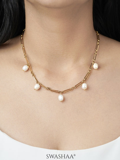 Ramya Pearl Charms 18K Gold Plated Necklace