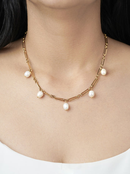 Ramya Pearl Charms 18K Gold Plated Necklace