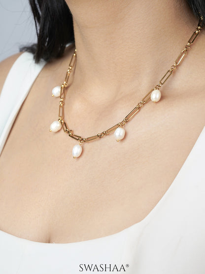 Ramya Pearl Charms 18K Gold Plated Necklace