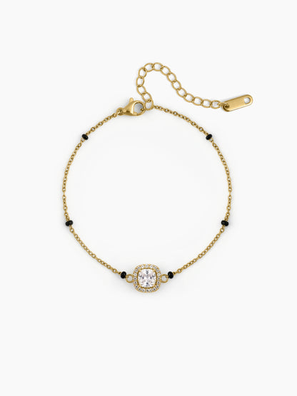 Rashi Diamond Solitaire Halo 18K Gold Plated Mangalsutra Bracelet