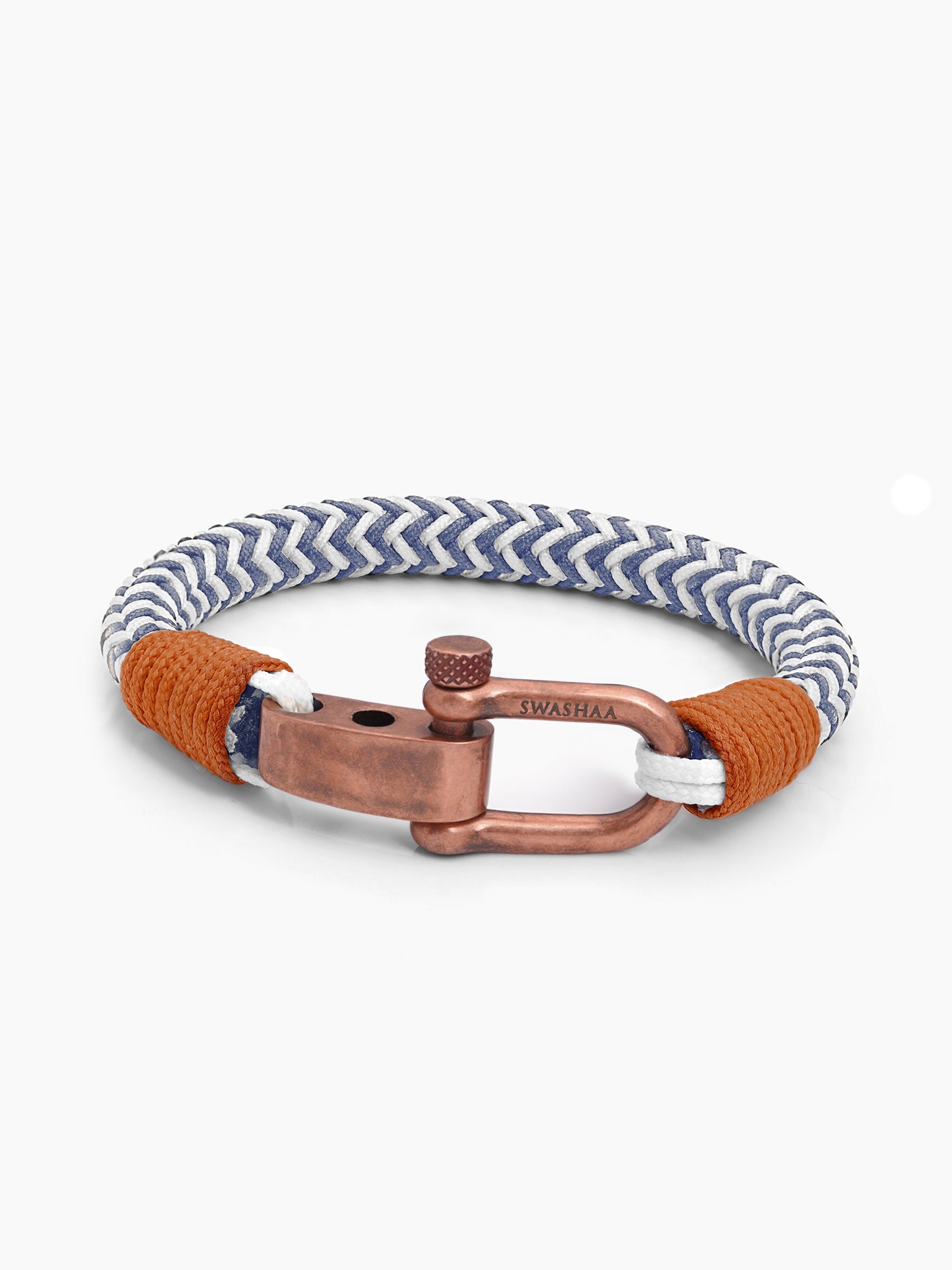Raxon Bold Blue White Braided Dual Cord Men's Rope Bracelet
