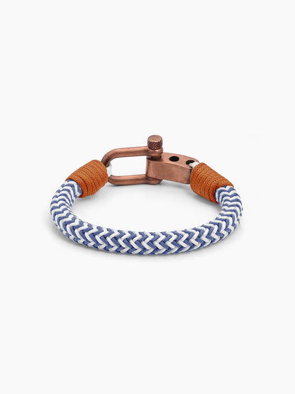 Raxon Bold Blue White Braided Dual Cord Men's Rope Bracelet