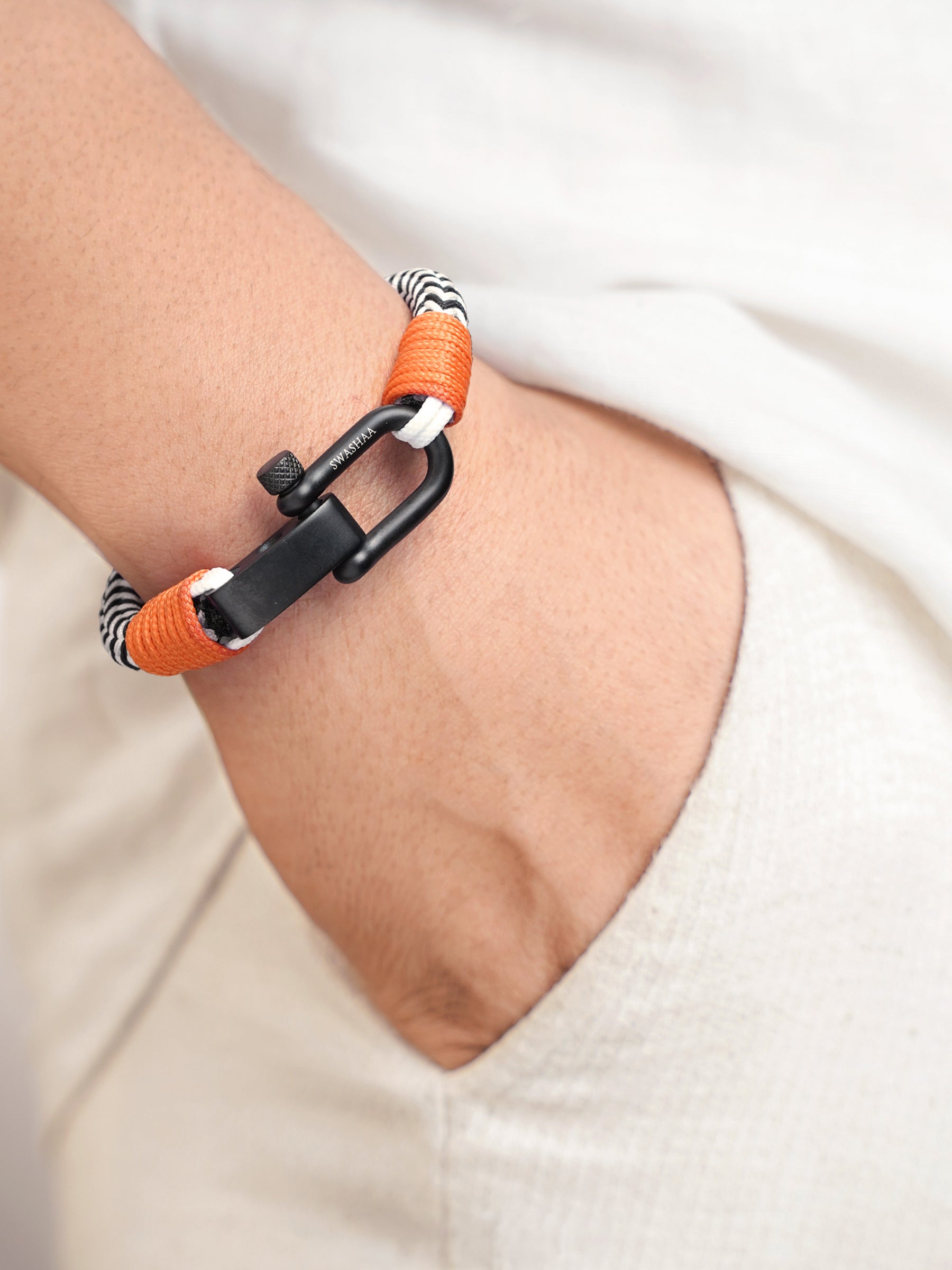 Raxon Black-White Dual Cord Men's Rope Bracelet