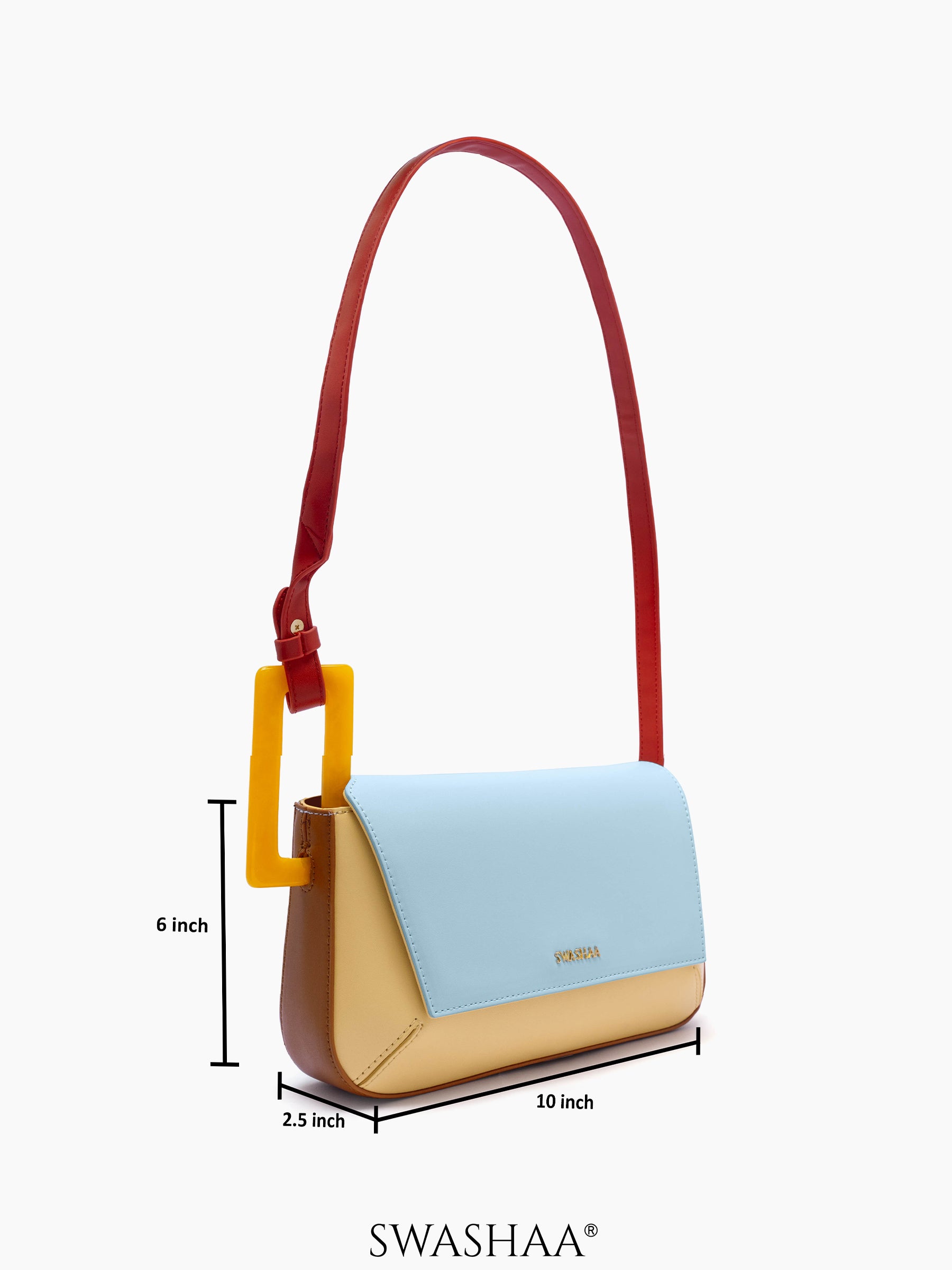 Rea Pastel Multicolor Geometic Flap Women's Leather Shoulder Bag
