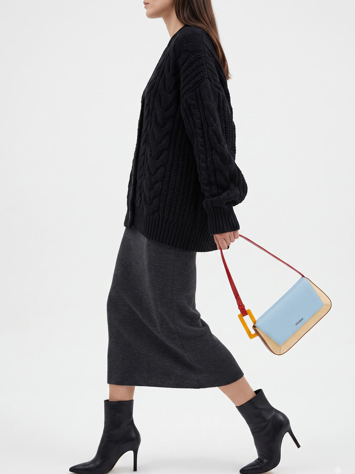 Rea Pastel Multicolor Geometic Flap Women's Leather Shoulder Bag