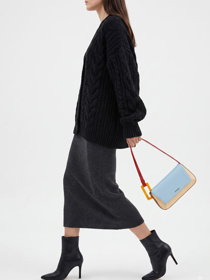 Rea Pastel Multicolor Geometic Flap Women's Leather Shoulder Bag