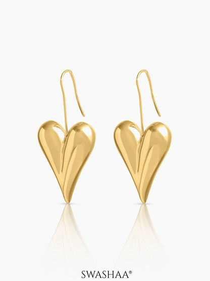 Reeva Heart Shaped 18K Gold Plated Drop Earrings