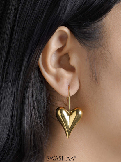 Reeva Heart Shaped 18K Gold Plated Drop Earrings