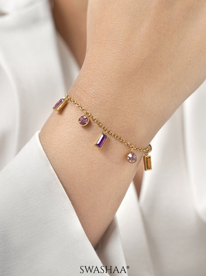 Regal Multi Colored Gemstones Charm 18K Gold Plated Loose Bracelets