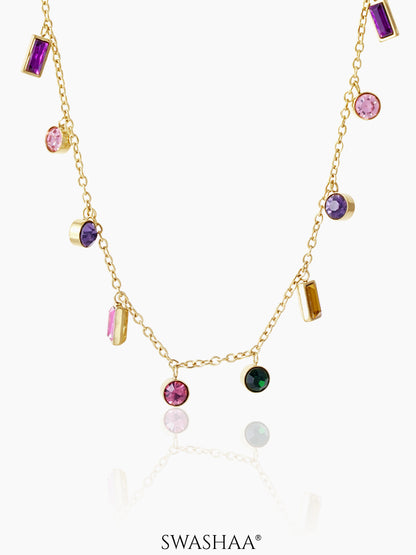 Regal  Multicolor Stone Charms 18K Gold Plated Necklace