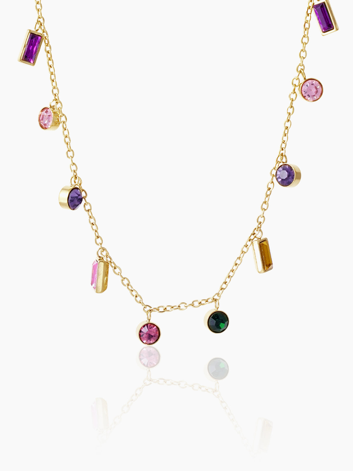 Regal  Multicolor Stone Charms 18K Gold Plated Necklace