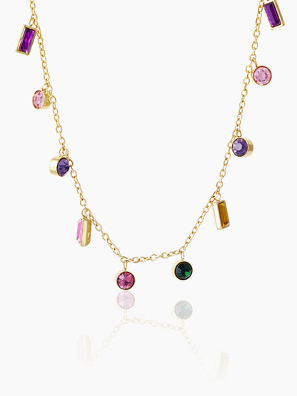Regal  Multicolor Stone Charms 18K Gold Plated Necklace