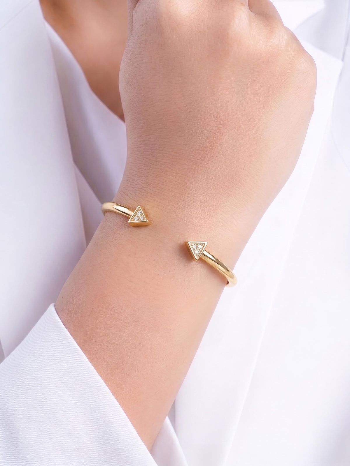 Regina Arrow Arc Diamond 18K Gold Plated Women's Solid Cuff Bracelets