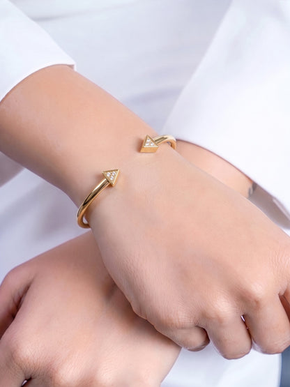 Regina Arrow Arc Diamond 18K Gold Plated Women's Solid Cuff Bracelets