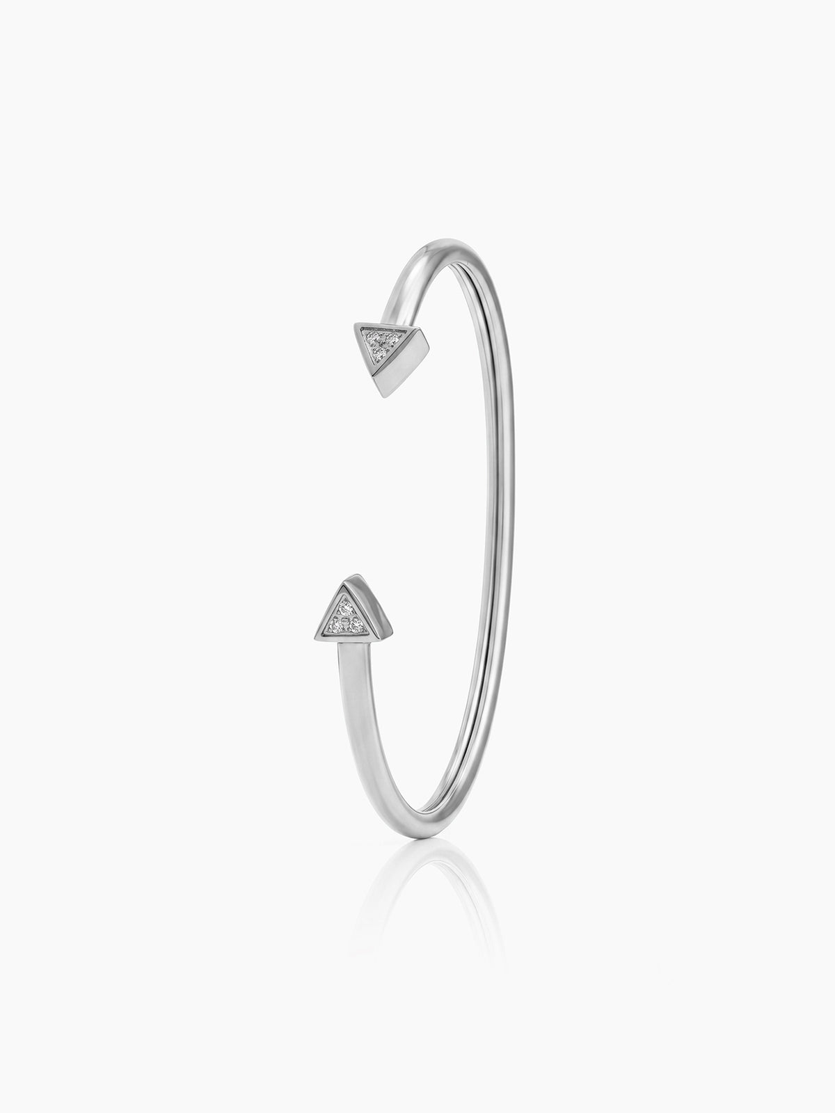 Regina Arrow Arc Diamond Silver Women's Solid Cuff Bracelets