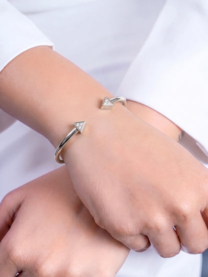 Regina Arrow Arc Diamond Silver Women's Solid Cuff Bracelets
