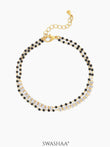 Rehaa Marquise Sparkling White Diamond Sparkling White Stones Double Layered 18K Gold Plated Mangalsutra Bracelet