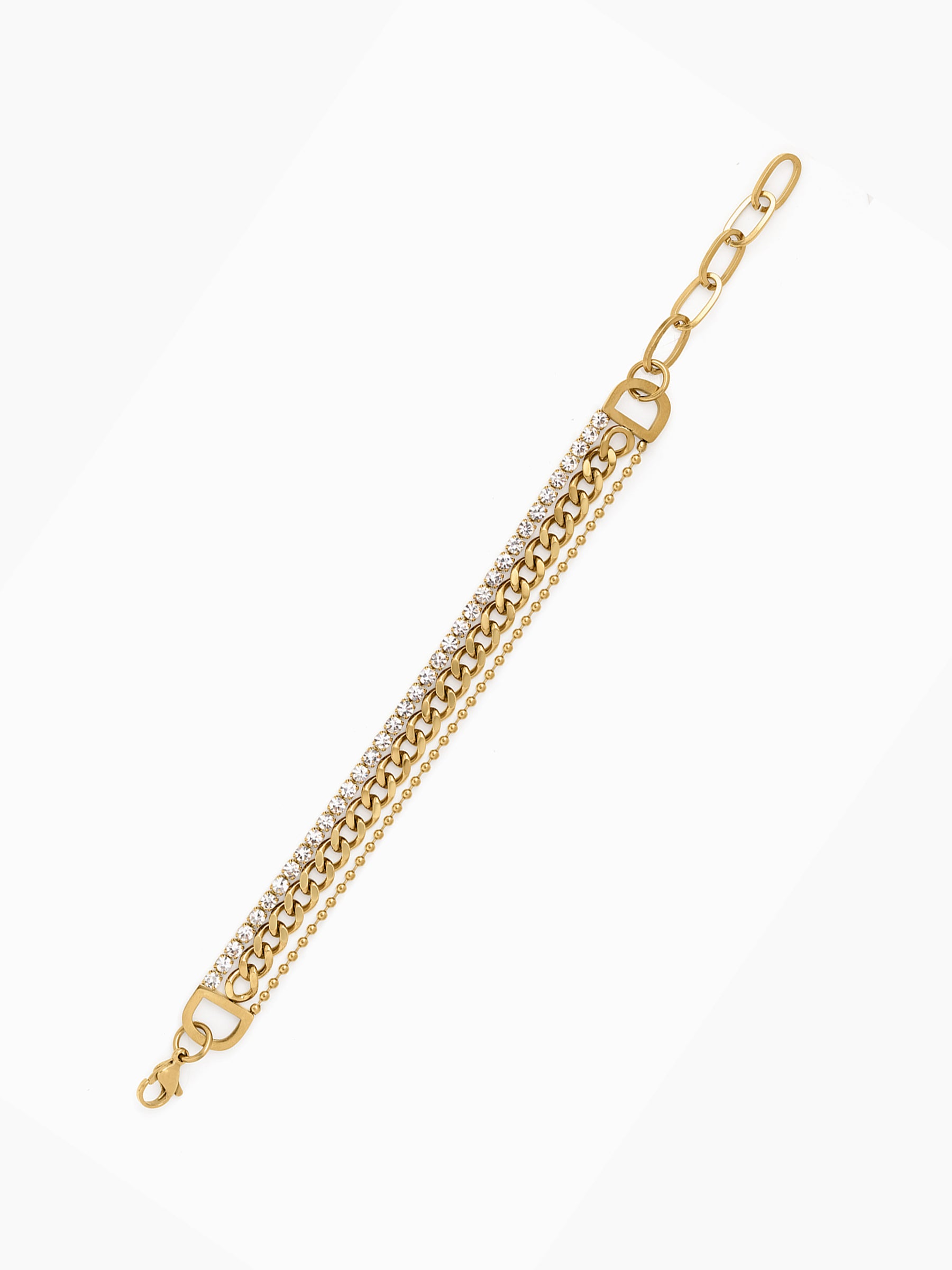 Rehaan Diamond 18K Gold Plated Layered Women's Chain Loose Bracelet