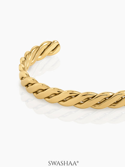 Reina Twisted 18K Gold Plated Cuff Bracelet