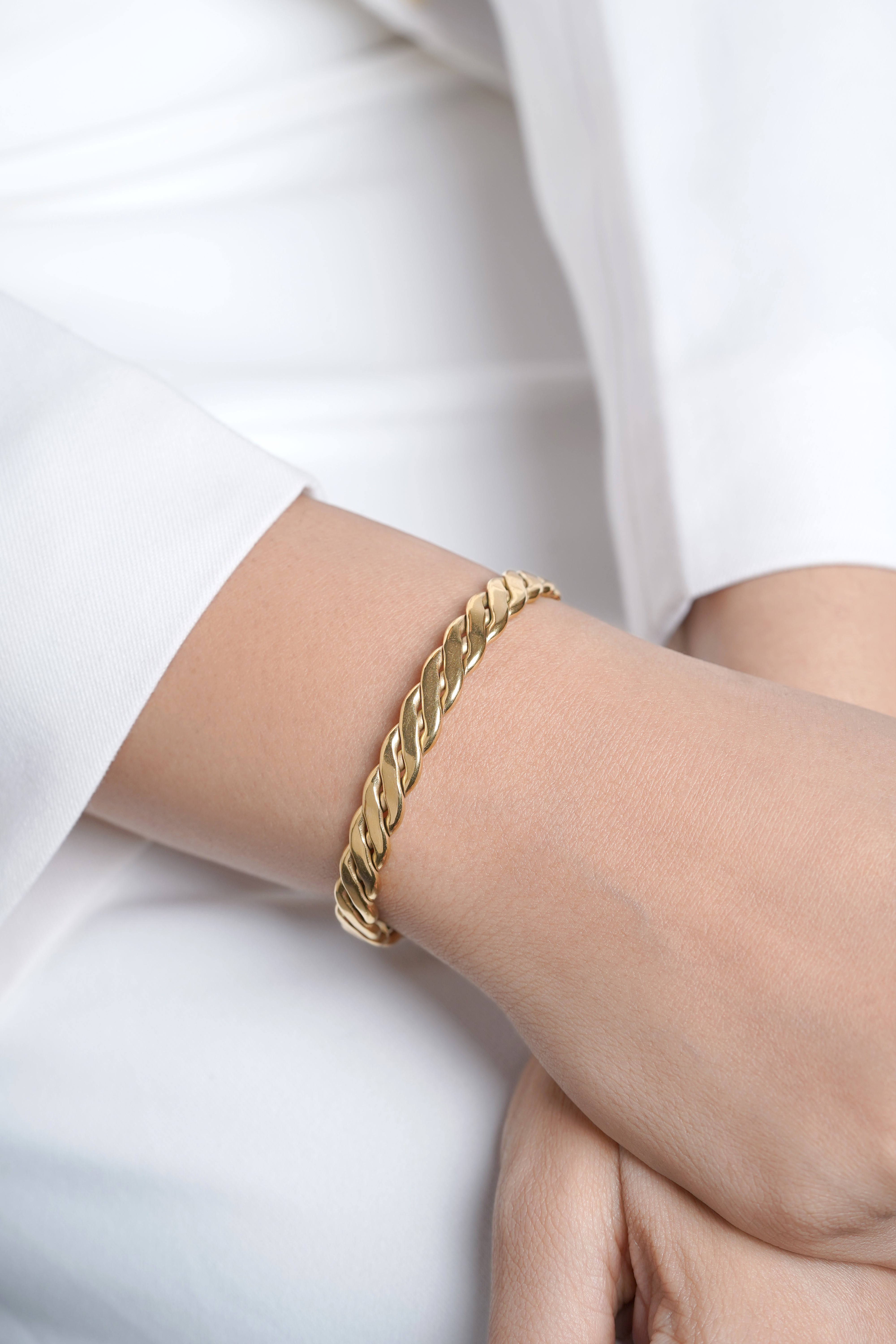 Reina Twisted 18K Gold Plated Cuff Bracelet
