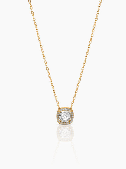 Reine Solitaire Diamond 14K Gold Plated Necklace
