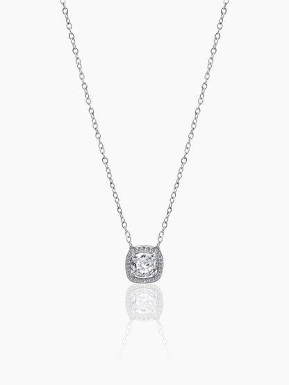 Reine Solitaire Diamond Silver Necklace