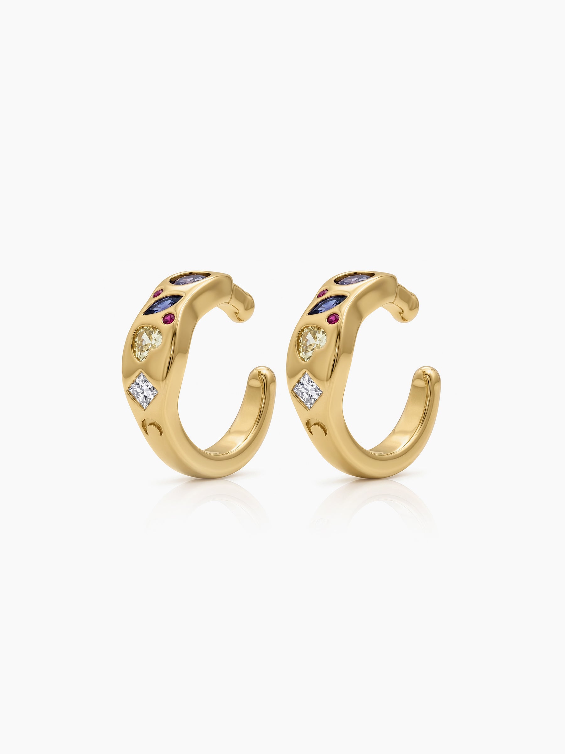 Renelle Multi Diamond Solitaire 18K Gold Plated Women's Ear Cuffs