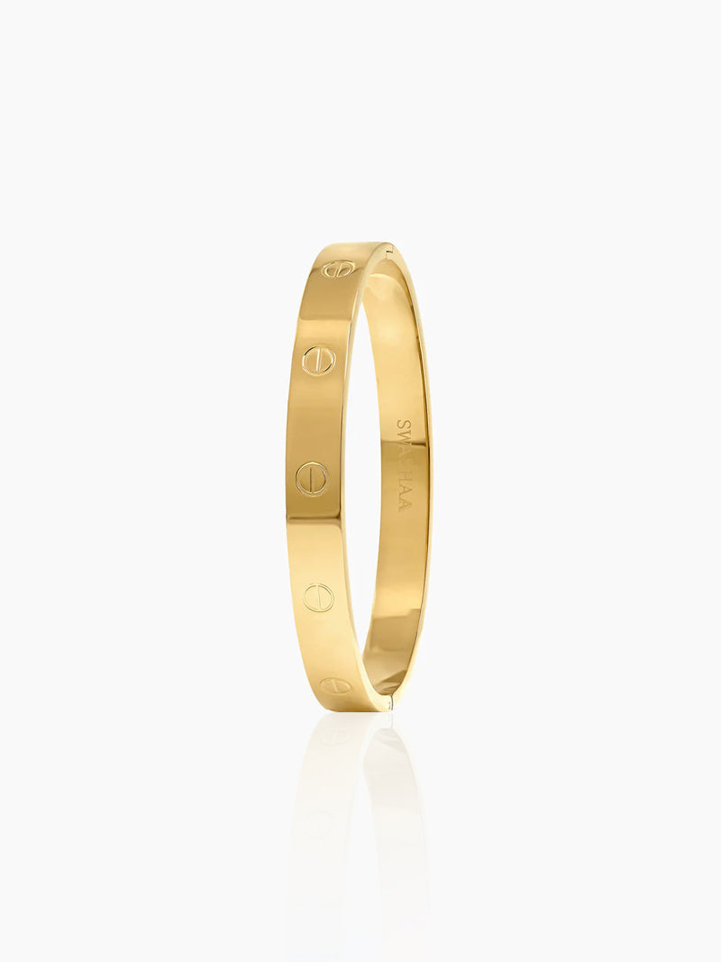 Renix Screw Emblem Cartier Love 18K Gold Plated Band Bracelet