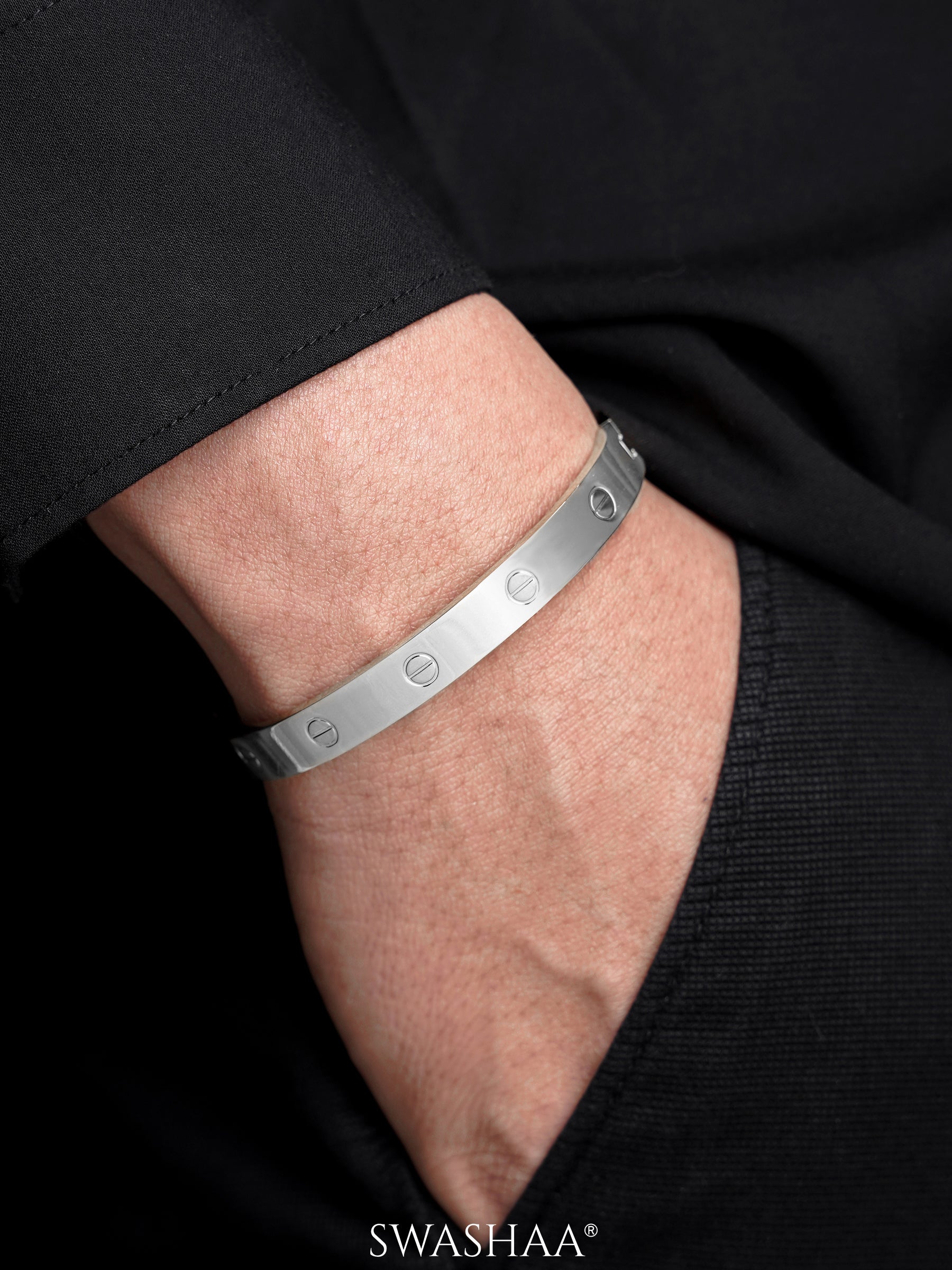 Renix Screw Emblem Silver Men's Bracelet