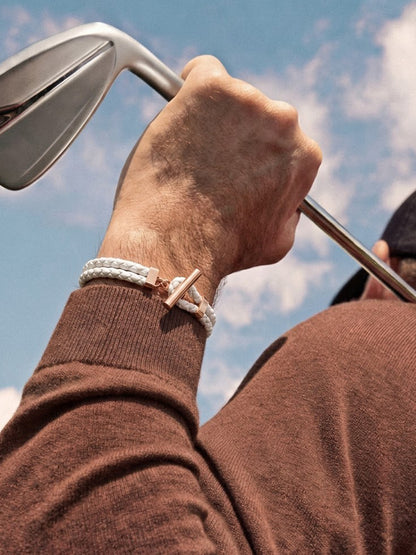 Fenric White - Rosegold Plated Men's Leather Bracelet