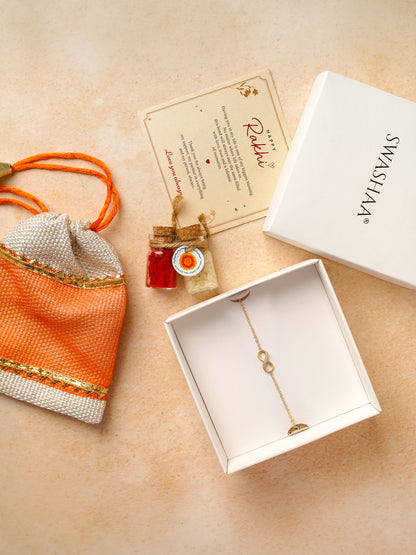 Revik Infinity Diamond 18K Gold Plated Rakhi