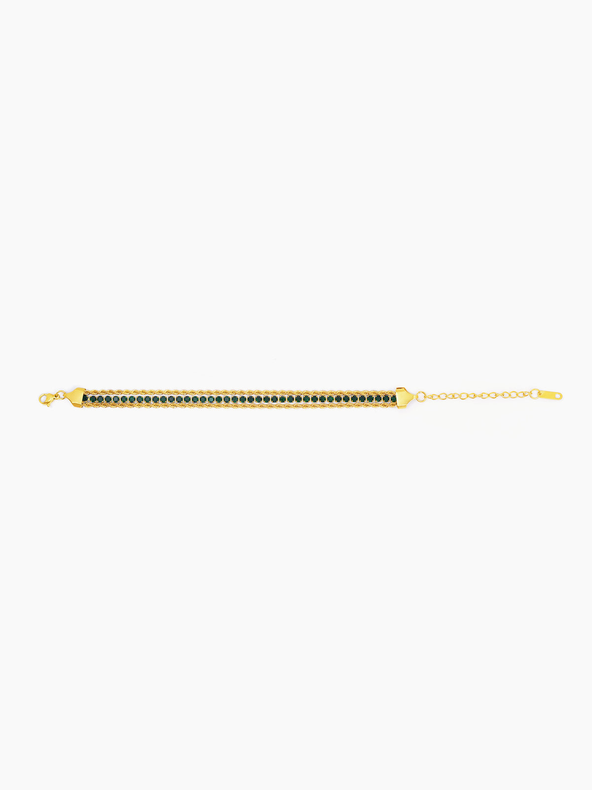 Reya Green Diamond Charms Layered Rope 18K Gold Plated Loose Bracelet