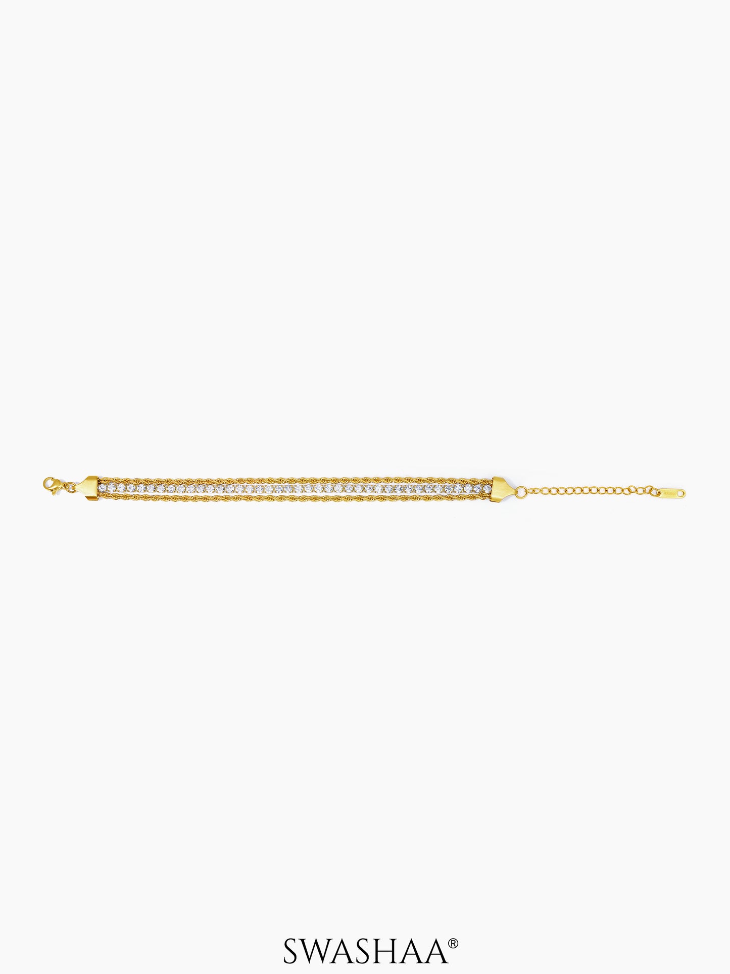Reya Diamond Layered Rope 18K Gold Plated Bracelet